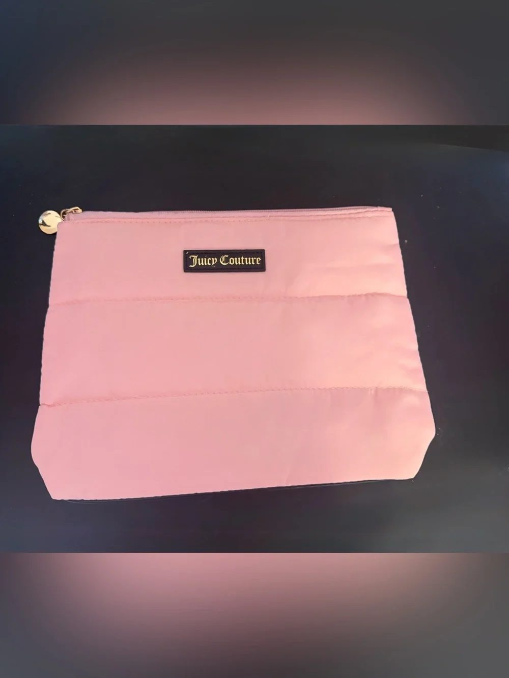 Juicy Couture Nylon Pink Quilted Cosmetic Pouch